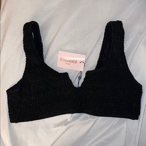 Black Crinkle Bikini Top